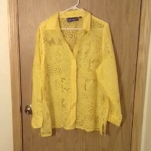 Susan Graver Yellow Lace Top